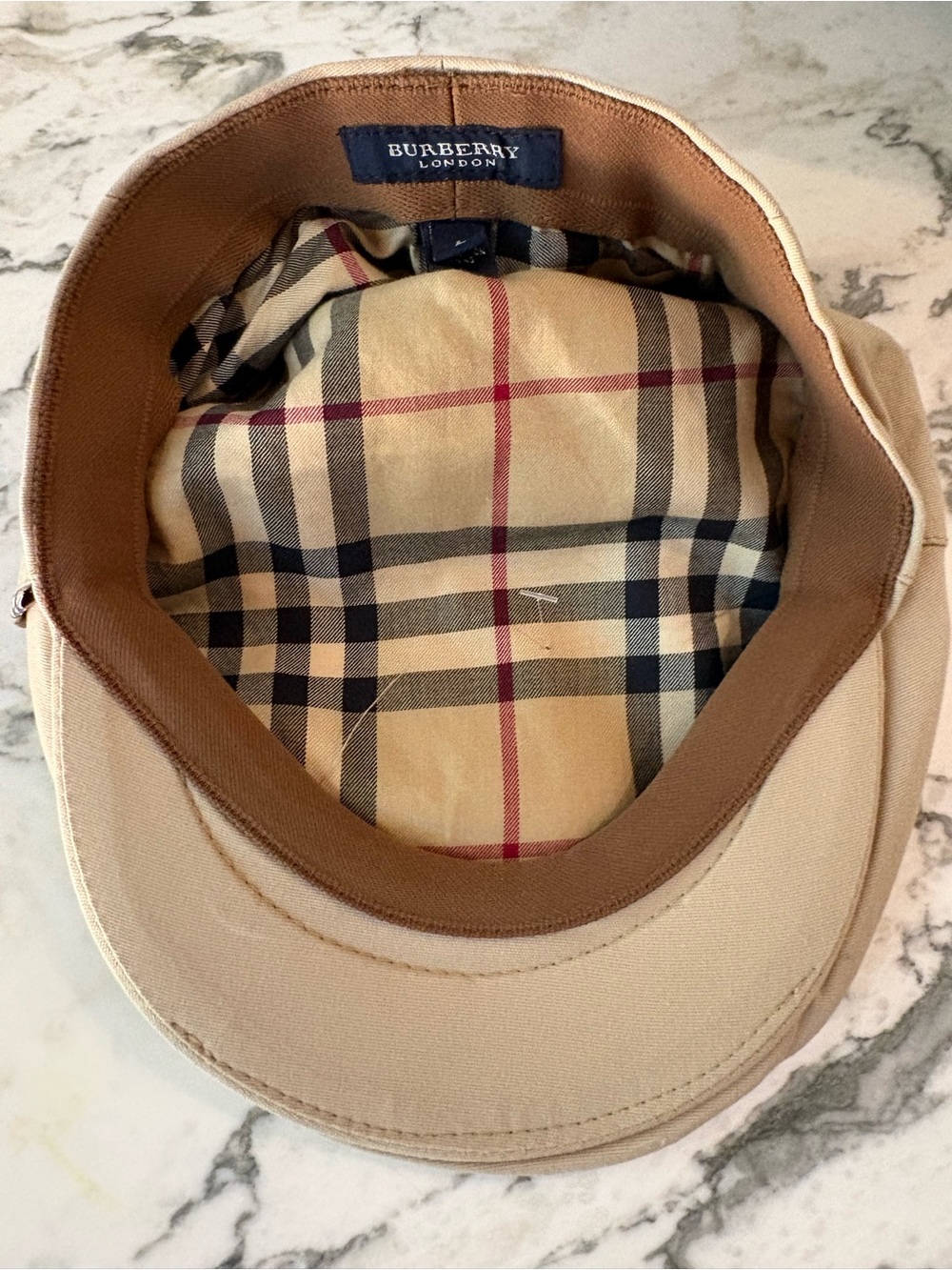 Burberry Tan Beige Cap with Signature Check Lining